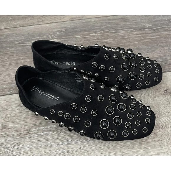 Jeffrey Campbell Black Studded Baxley Convertible Slip-On Mules Flats Size 6 - Picture 4 of 13